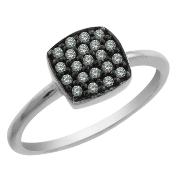 1/4 Ct Round Black Diamond Sterling Silver Ring (Available In Sizes 5 9)