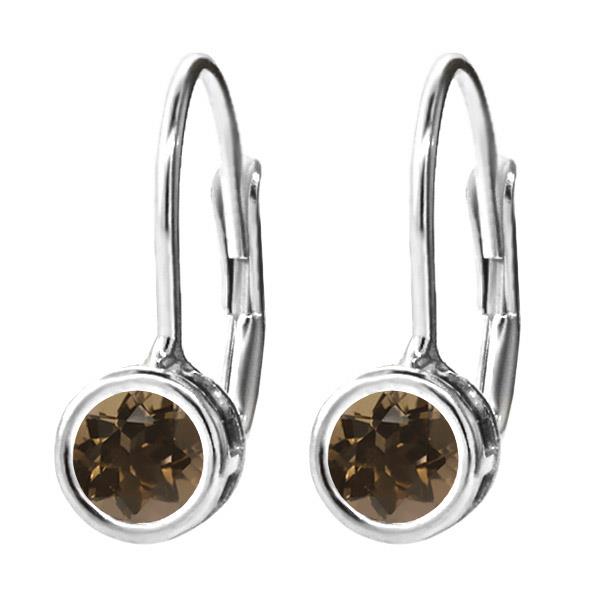 0.52 Ct Round Brown Smoky Quartz 925 Sterling Silver Earrings