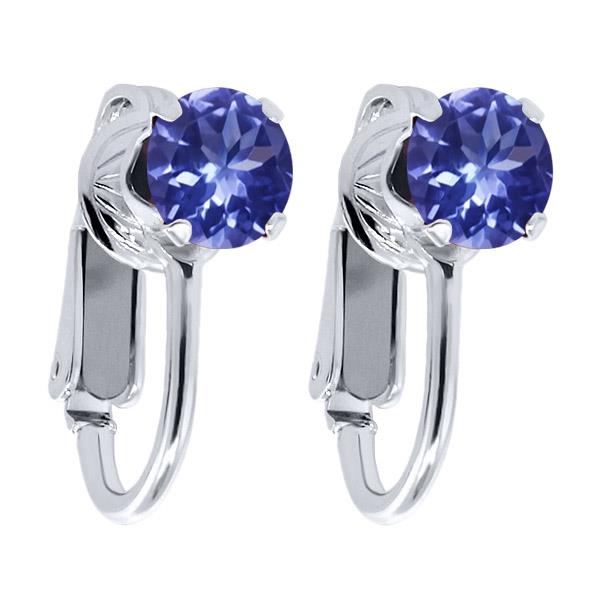 1.80 Ct Round Blue Tanzanite 925 Sterling Silver Clip On Earrings