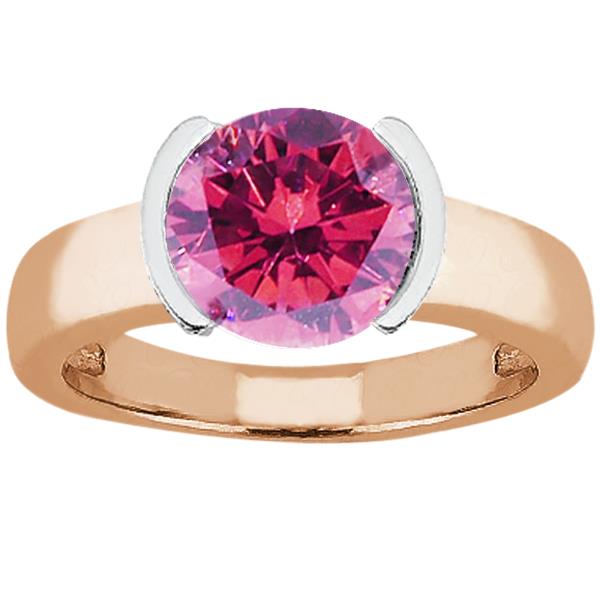 1.35 Ct Round Pink VS2/SI1 Diamond 18K Rose Gold Ring