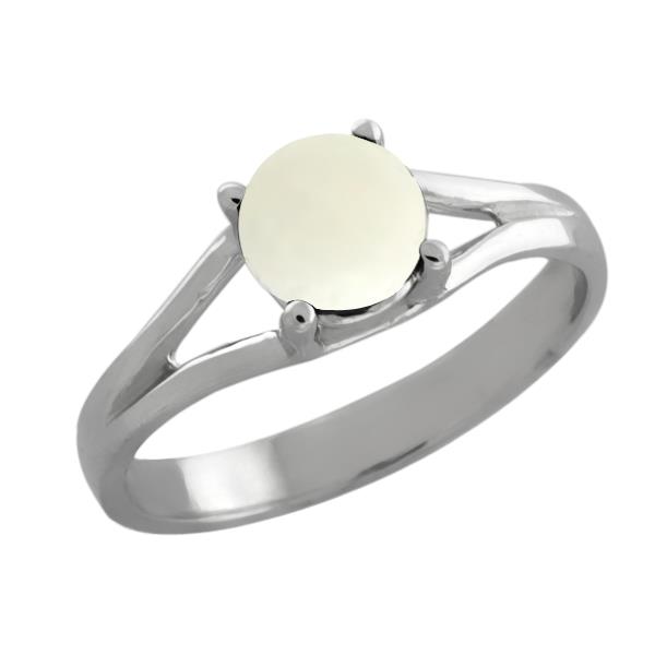 0.65 Ct Round White Opal 14K White Gold Ring