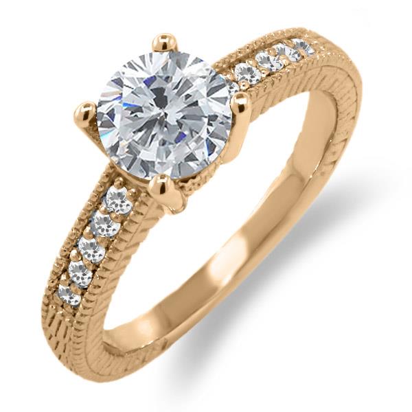 1.45 Ct Round H/I Diamond White Sapphire 14K Rose Gold Engagement Ring