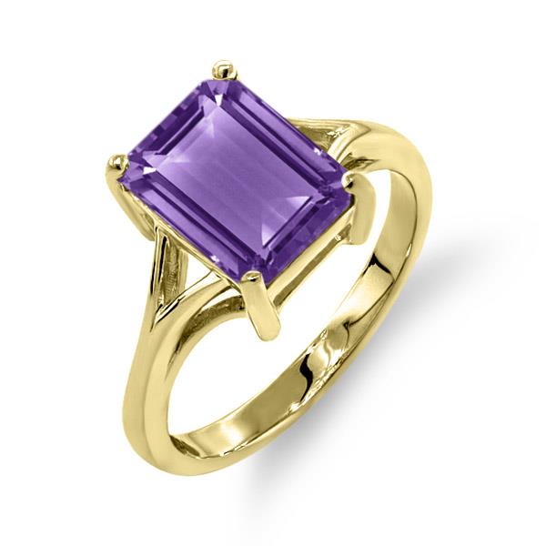 2.25 Ct Octagon Purple Amethyst 14K Yellow Gold Ring