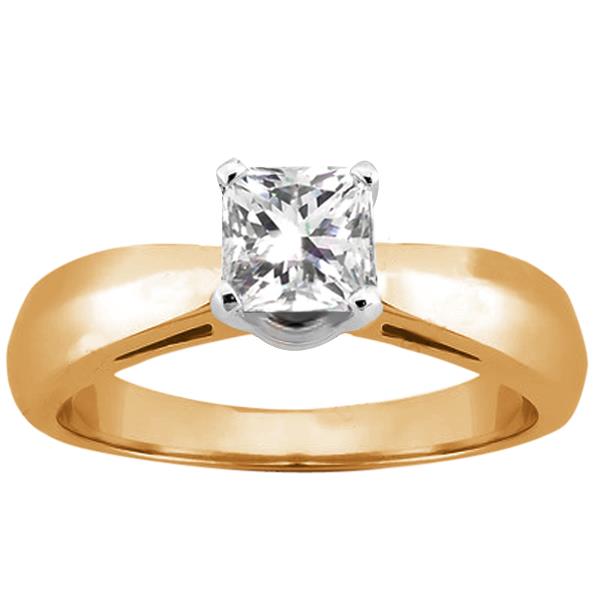 0.75 Ct Princess H/I SI2 Diamond 14K Yellow Gold Ring