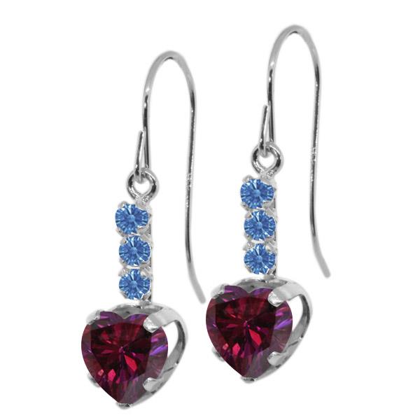1.66 Ct Red 925 Sterling Silver Earrings Made With Swarovski Zirconia 