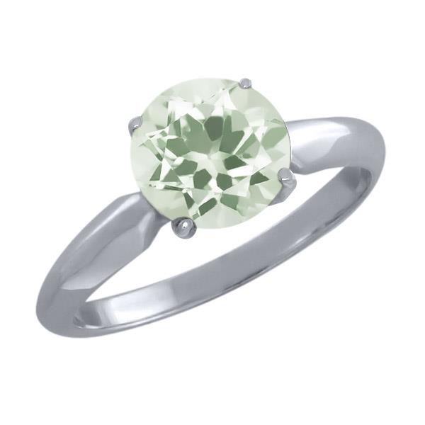 1.70 Ct Round Green Amethyst 925 Sterling Silver Ring