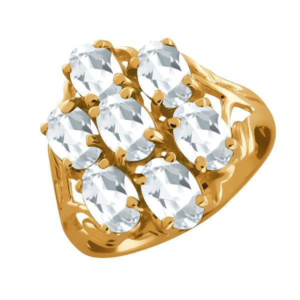 3.85 Ct Oval White Topaz 14k Yellow Gold Ring