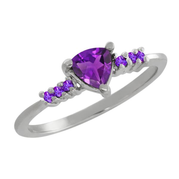 0.46 Ct Trillion Purple Amethyst 18K White Gold Ring