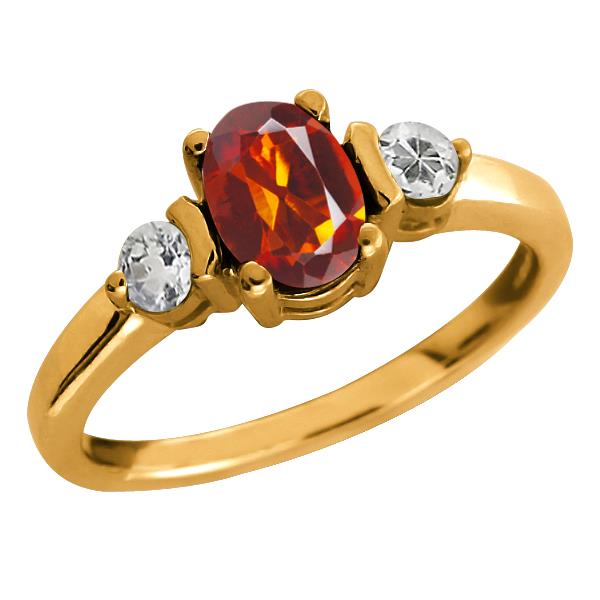 0.98 Ct Oval Orange Red Madeira Citrine and Topaz 14k Yellow Gold Ring 