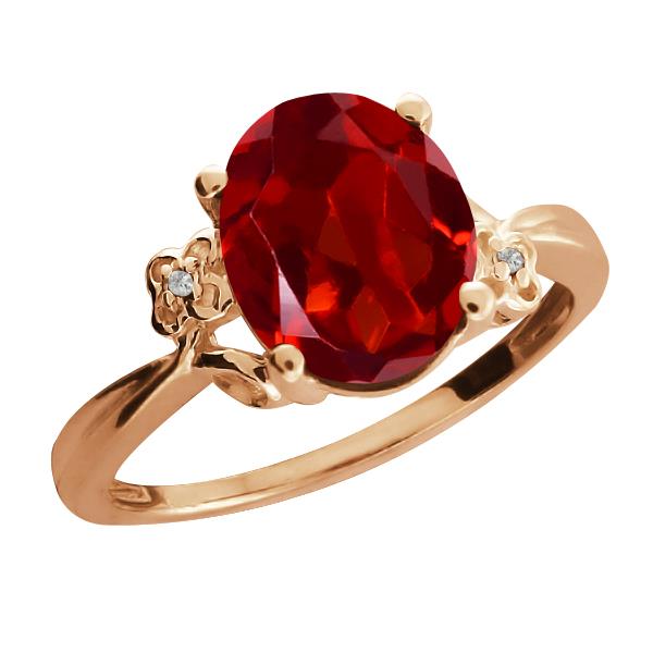 2.86 Ct Oval Red Garnet Topaz Rose Gold Plated Sterling Silver Ring