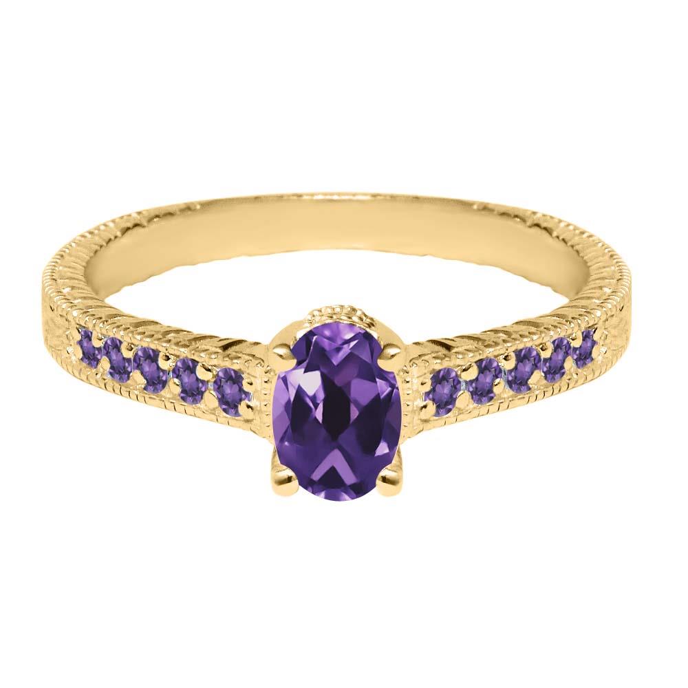 1.15 Ct Oval Purple VS Amethyst 14K Yellow Gold Engagement Ring