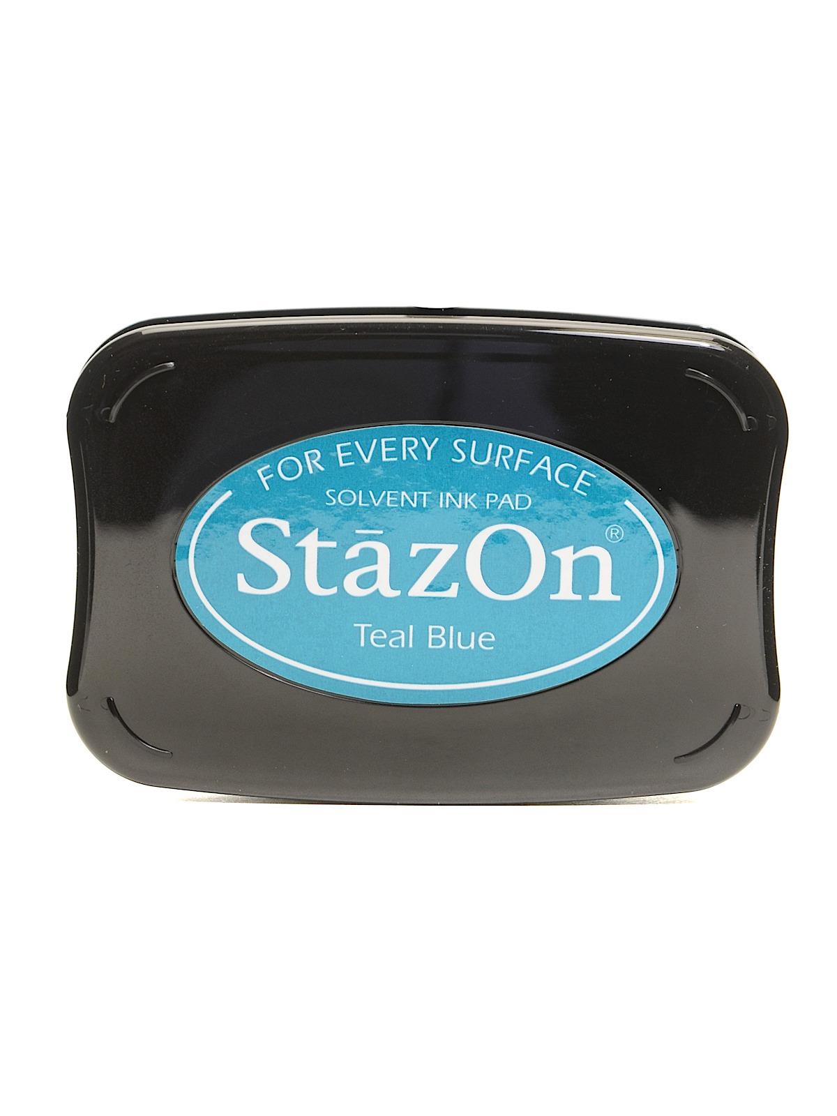 Tsukineko StazOn Solvent Ink hydrangea blue 3.75 in. x 2.625 in. full size pad