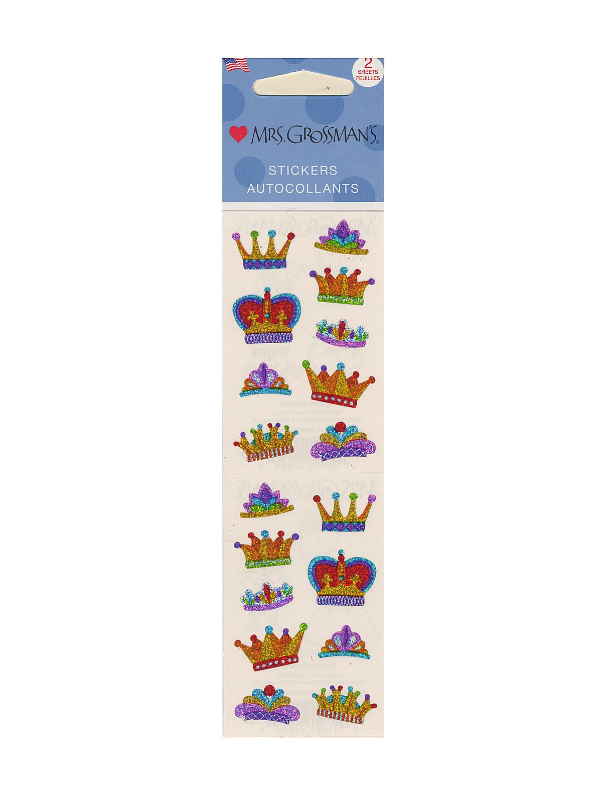 Mrs. Grossman's Regular Sticker Packs sparkle crowns 2 sheets [Pack of 6]