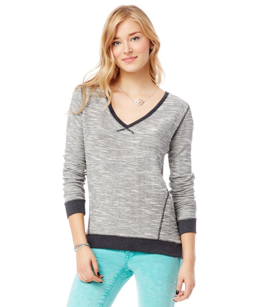 Aeropostale Womens Tight V Neck Knit Sweater 694 S