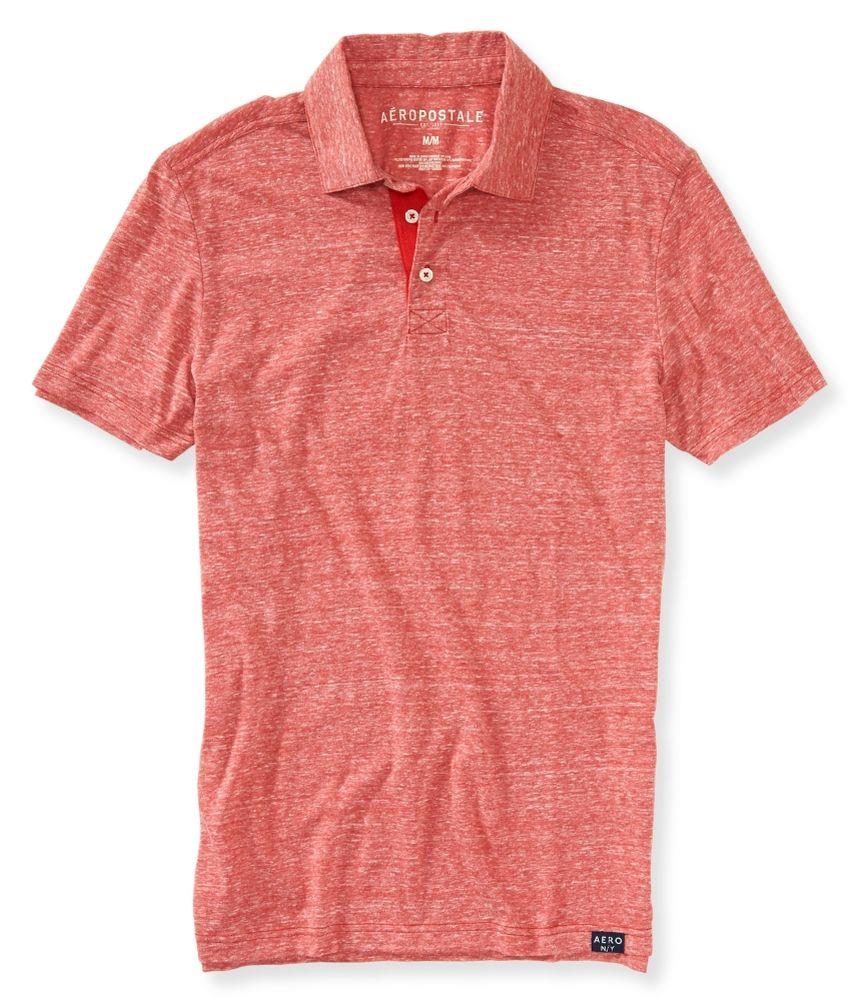 Aeropostale Mens Solid Heathered Rugby Polo Shirt 008 2XL