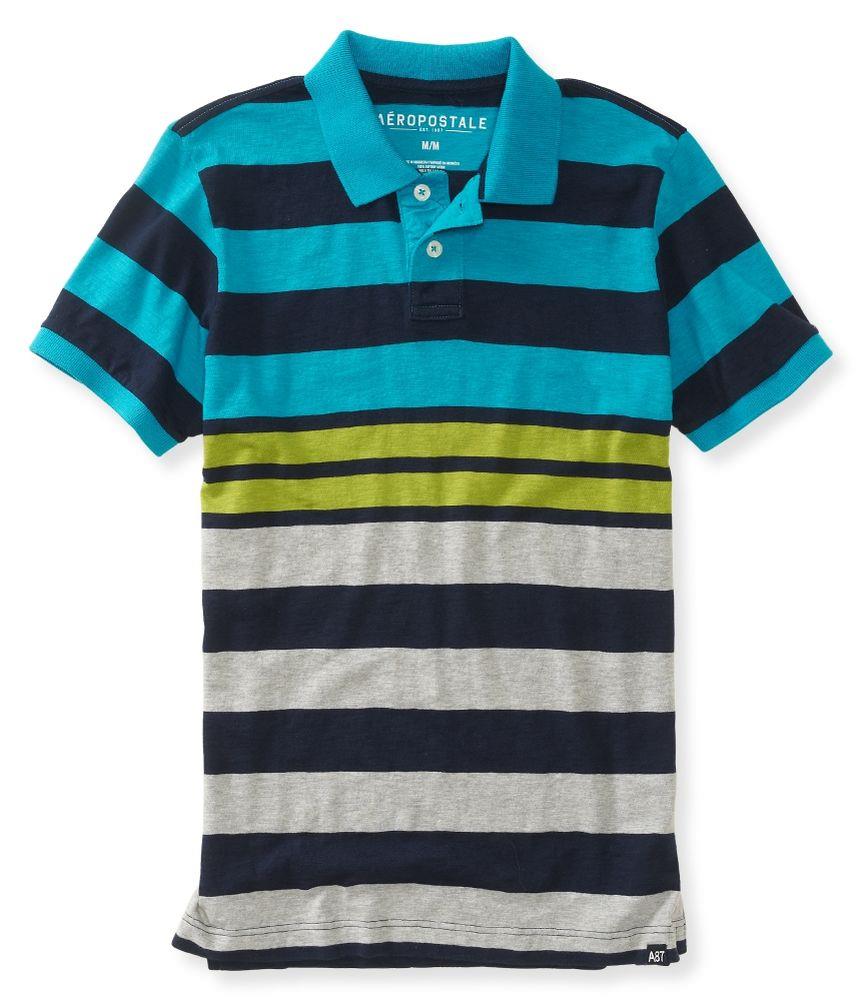 Aeropostale Mens Color Block Striped Rugby Polo Shirt 608 XS