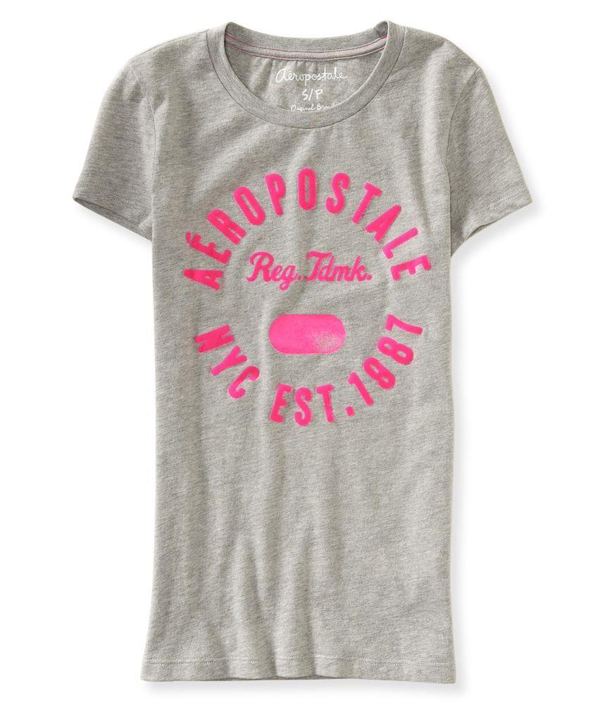 Aeropostale Womens Fuzzy Aero Graphic T Shirt 677 S