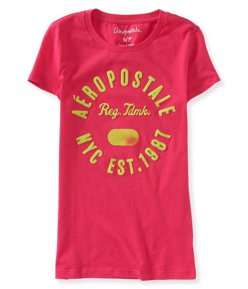 Aeropostale Womens Fuzzy Aero Graphic T Shirt 677 S