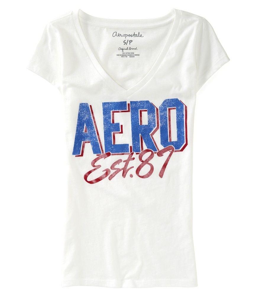 Aeropostale Womens Block Letter Graphic T Shirt 102 L