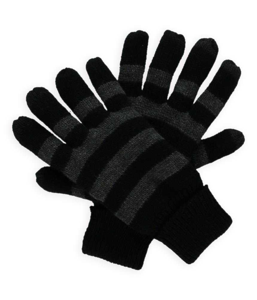 American Rag Mens Striped Knit Gloves greyblack One Size