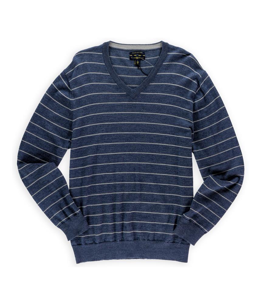 Club Room Mens Striped Merino Wool Pullover Sweater washedindigo L