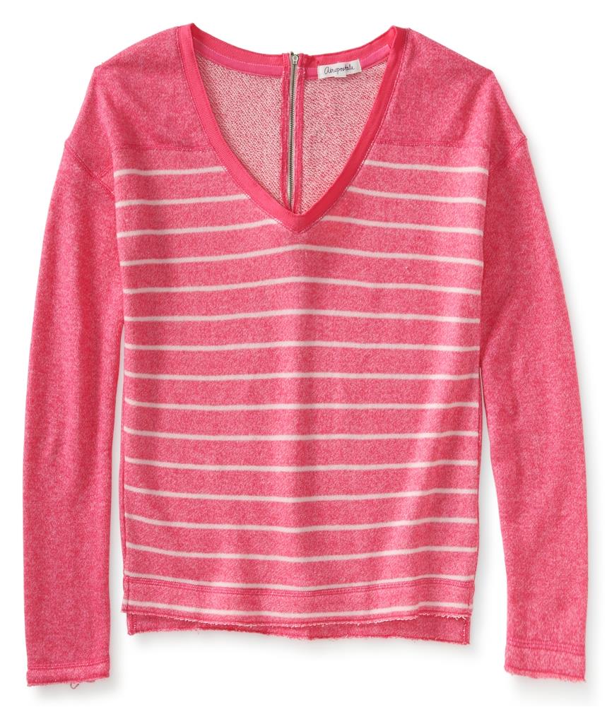 Aeropostale Womens Striped Zip Back Knit Sweater 434 L