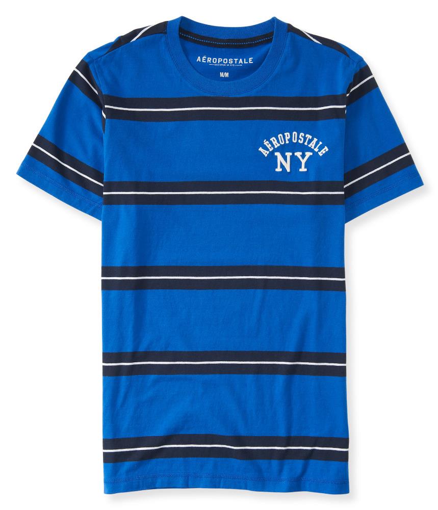 Aeropostale Mens Striped Logo Embellished T Shirt 311 XS