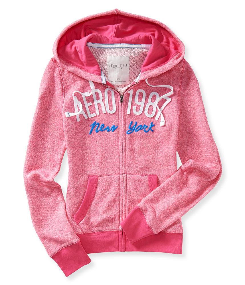 Aeropostale Womens Glitter New York Hoodie Sweatshirt 053 M