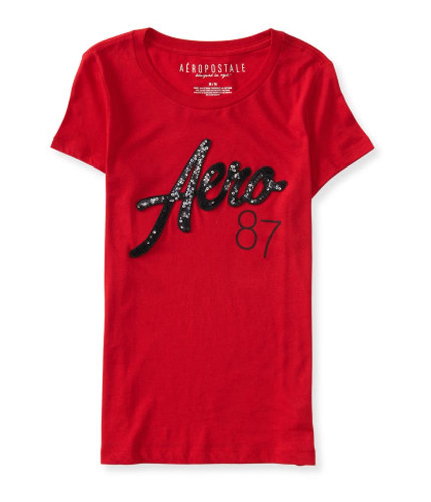 Aeropostale Womens Sequined Logo Embellished T Shirt 692 XS