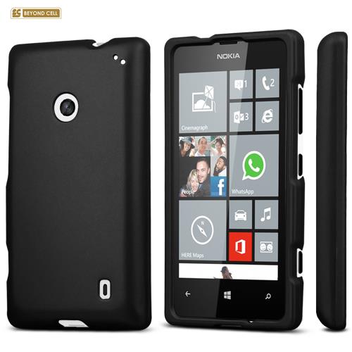 Black Rubberized Snap On Protector Case for Nokia Lumia 520