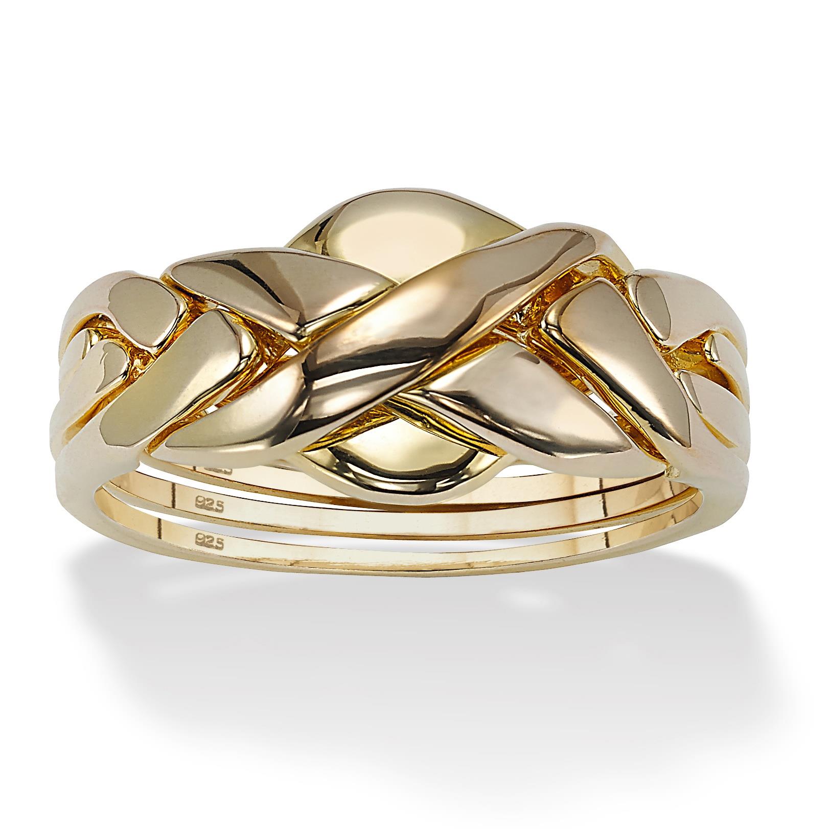 PalmBeach Jewelry Puzzle Ring in 18k Gold over Sterling Silver