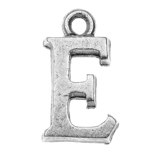 Nunn Design Alphabet Charm, Letter E 14.5mm, 1 Piece, Antiqued Silver