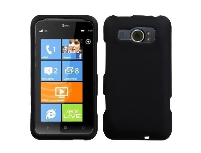 Rubber Coated Plastic Phone Case Cover Black for HTC Titan II