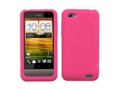 Solid Hot Pink Soft Silicone Skin Cover Protector Case for HTC One V