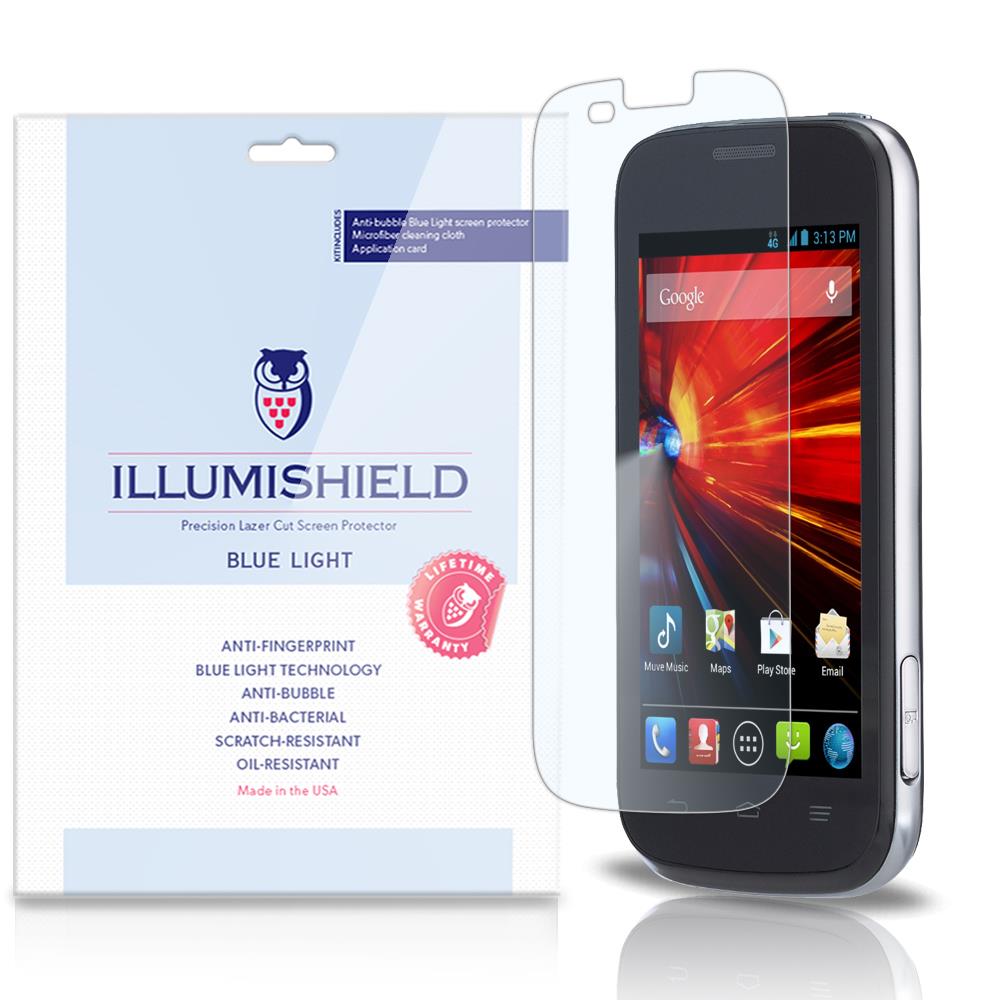 ZTE Concord II Screen Protector [2 Pack], iLLumiShield   (HD) Blue Light UV Filter / Premium Clear Film / Anti Fingerprint / Anti Bubble Shield   Lifetime Warranty