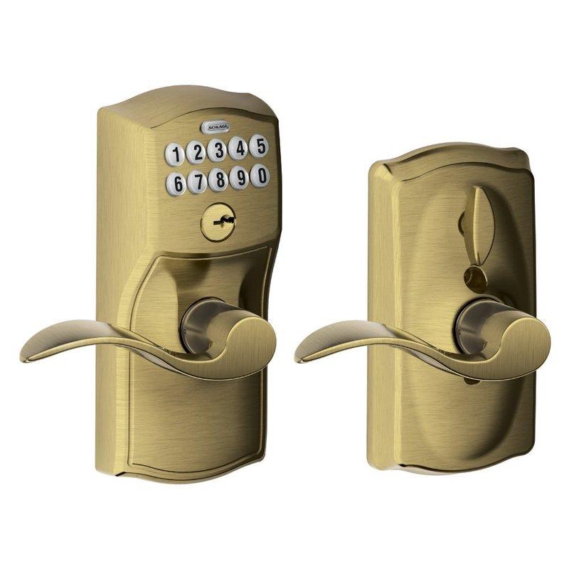 Schlage Camelot Keypad Entry W/Flex Lock With Accent Lever Satin Nickel