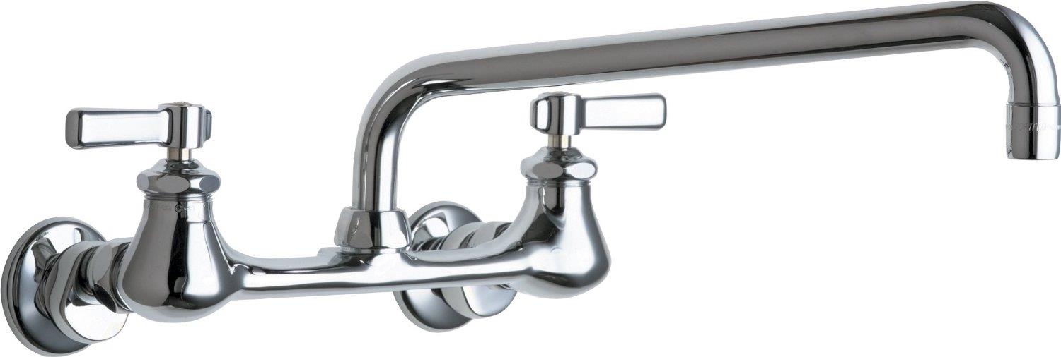 Chicago Faucets 540 LDL12ABCP Wall Mounted Pot Filler Faucet w/ Lever Handles and 12" Full Flow Swing Spout, Chrome