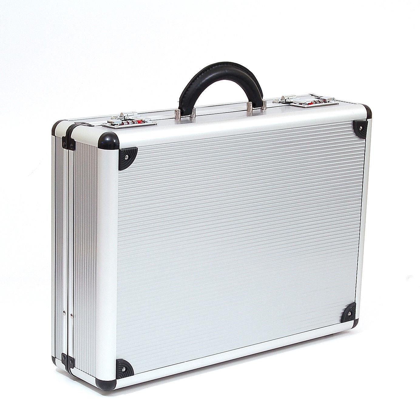 Hard Aluminum Attache Case Business Professional 2 Combination Locks Briefcase