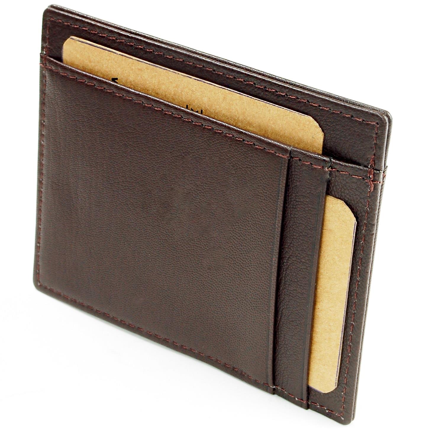 RFID Blocking Hammer Anvil Front Pocket Wallet Thin Slim Leather Multi Card Case