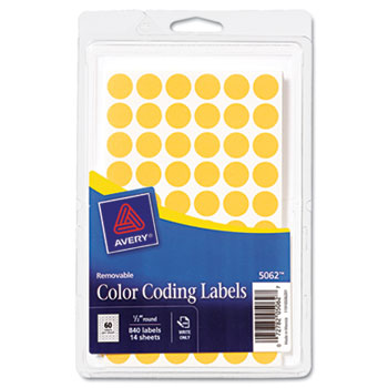 Removable Self Adhesive Color Coding Labels, 1/2in dia, Neon Orange, 840/Pack   AVE05062