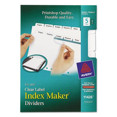 Index Maker Dividers, White 5 Tab, 5 1/2 X 8 1/2