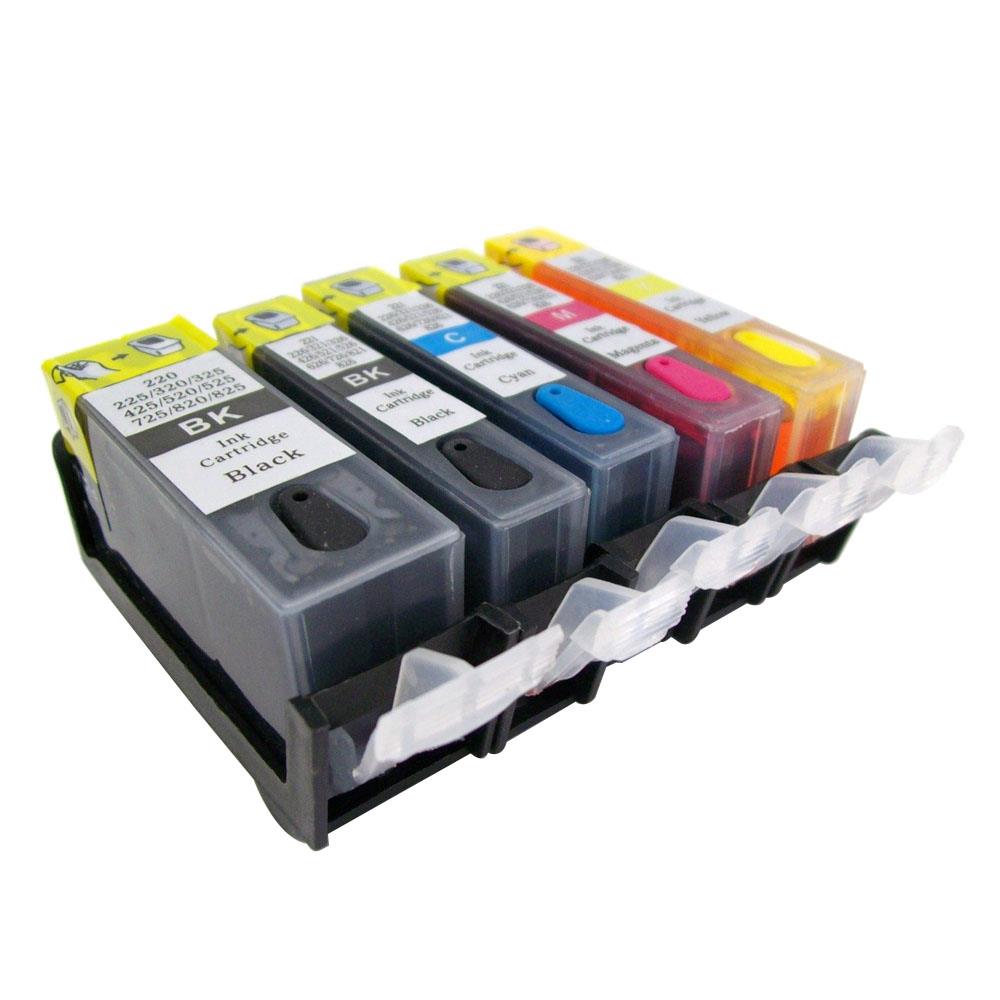 Cisinks ® Refillable Ink Cartridge SET for Canon PGI 225 CLI 226 Cartridge Pixma MG5120 MG5200 MG5220 MG5220 RFB MG5320 IX6520 MX712 MX880 MX882 MX892 IP4920 IP4820