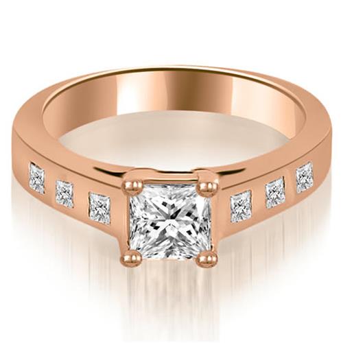 0.75 cttw. Princess Cut Bezel Engagement Diamond Ring in 18K Rose Gold