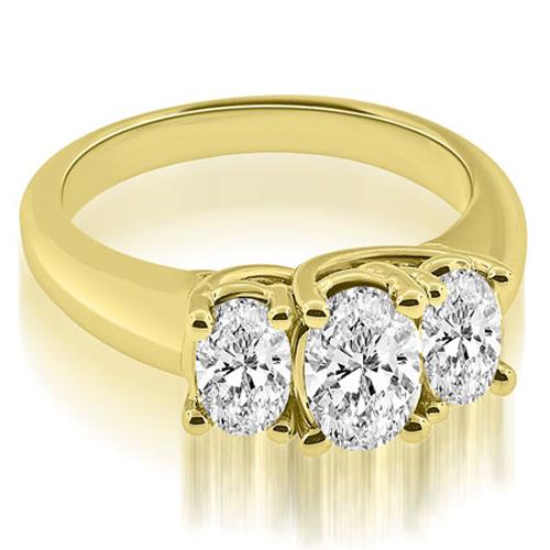 1.75 cttw. Three Stone Trellis Oval Cut Diamond Engagement Ring in 14K Yellow Gold