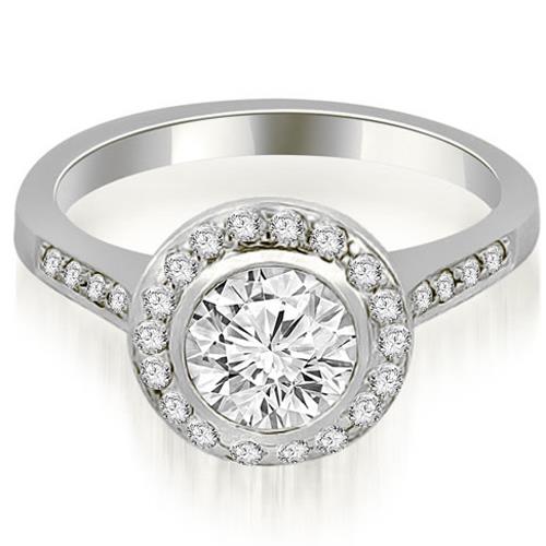 0.85 cttw. Bezel Center Round Cut Diamond Engagement Ring in 18K White Gold (SI2, H I)