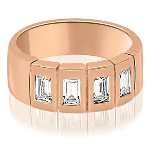 1.00 cttw. Emerald Diamond Men's Wedding Band in 18K Rose Gold