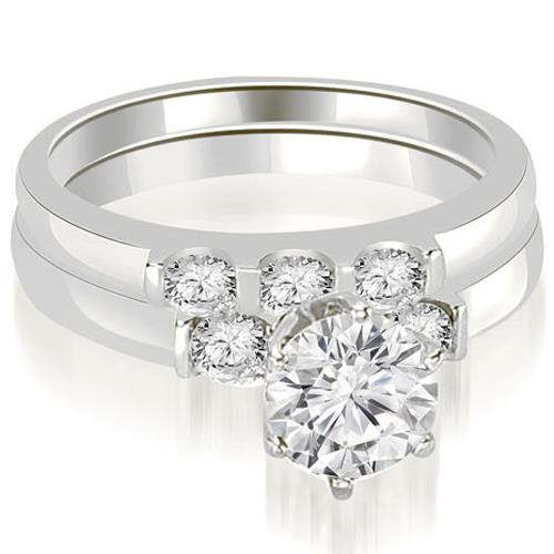 1.50 cttw. Round Cut Diamond Engagement Bridal Set in Platinum (VS2, G H)