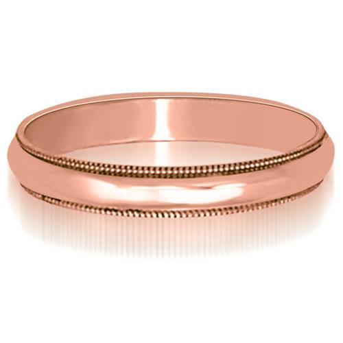 Ladies 4mm Milgrain Comfort fit Plain Wedding Band in 18K Rose Gold