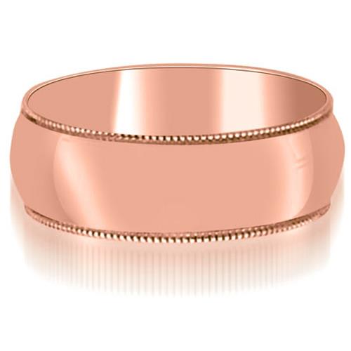 Ladies 6mm Milgrain Plain Wedding Band in 18K Rose Gold