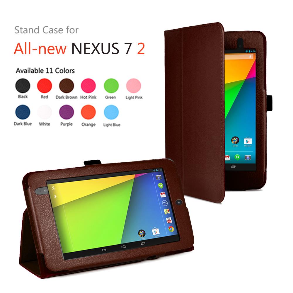 Google Nexus 7 II Case   Slim Fit Folio PU Leather Case Smart Cover Stand For Google Nexus 7 2013 2nd Generation Tablet with Auto Sleep & Wake Feature and Stylus Holder Brown